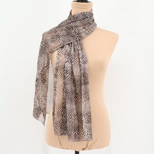 Brown‎ Snakeskin Print Lightweight Scarf Womens Animal Print Sheer Neutral Indie